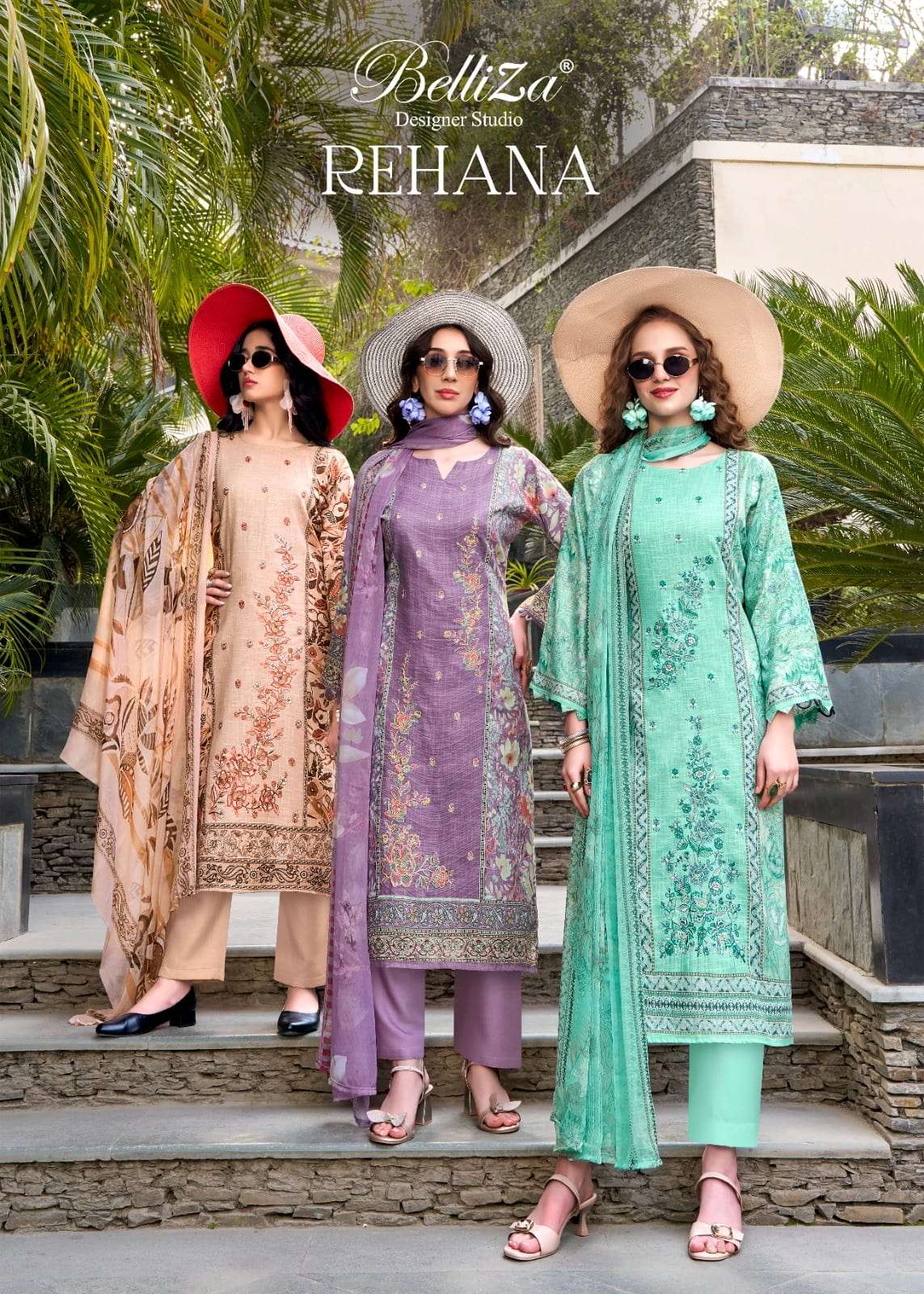 BELLIZA REHANA 952-001 TO 952-006 SERIES PURE COTTON EMBROIDERY PAKISTANI DRESSES-00201