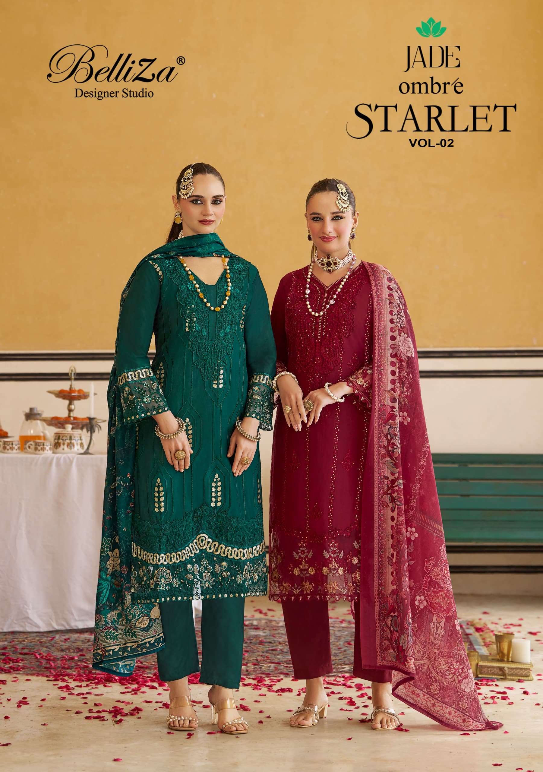 BELLIZA STARLET VOL-02 001 TO 006 SERIES COTTON EMBROIDERY DRESSES-00201