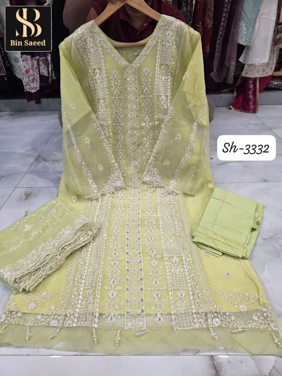 BIN SAEED SH-3332 CHIFFON EMBROIDERY STITCHED PAKISTANI SUITS-00272