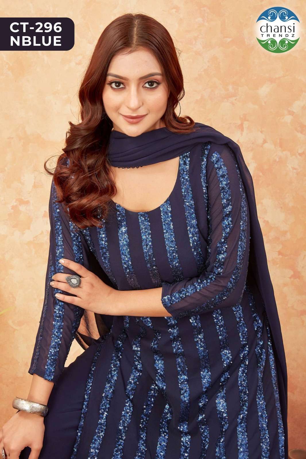 CHANSI TRENDZ CT-296 GEORGETTE STITCHED SHARARA PRINTED DRESSES-00303