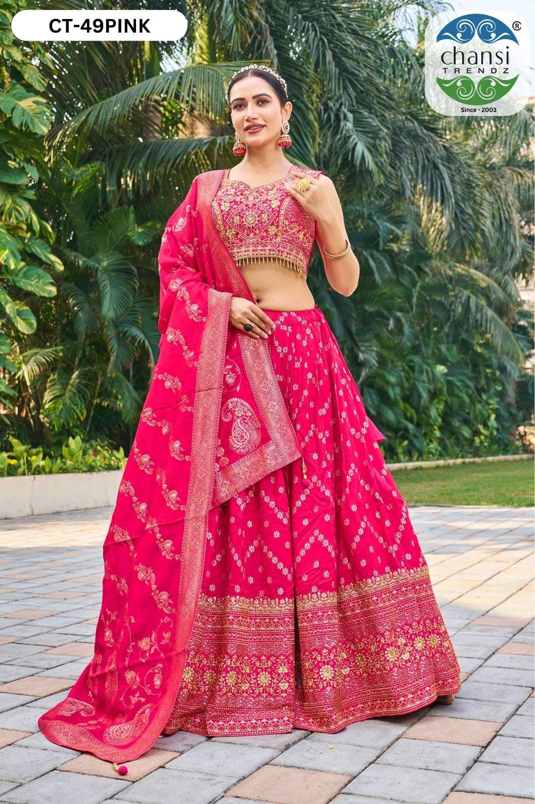 CHANSI TRENDZ CT-49 SERIES VISCOSE JACQUARD SILK EMBROIDERY LEHENGAS-00303
