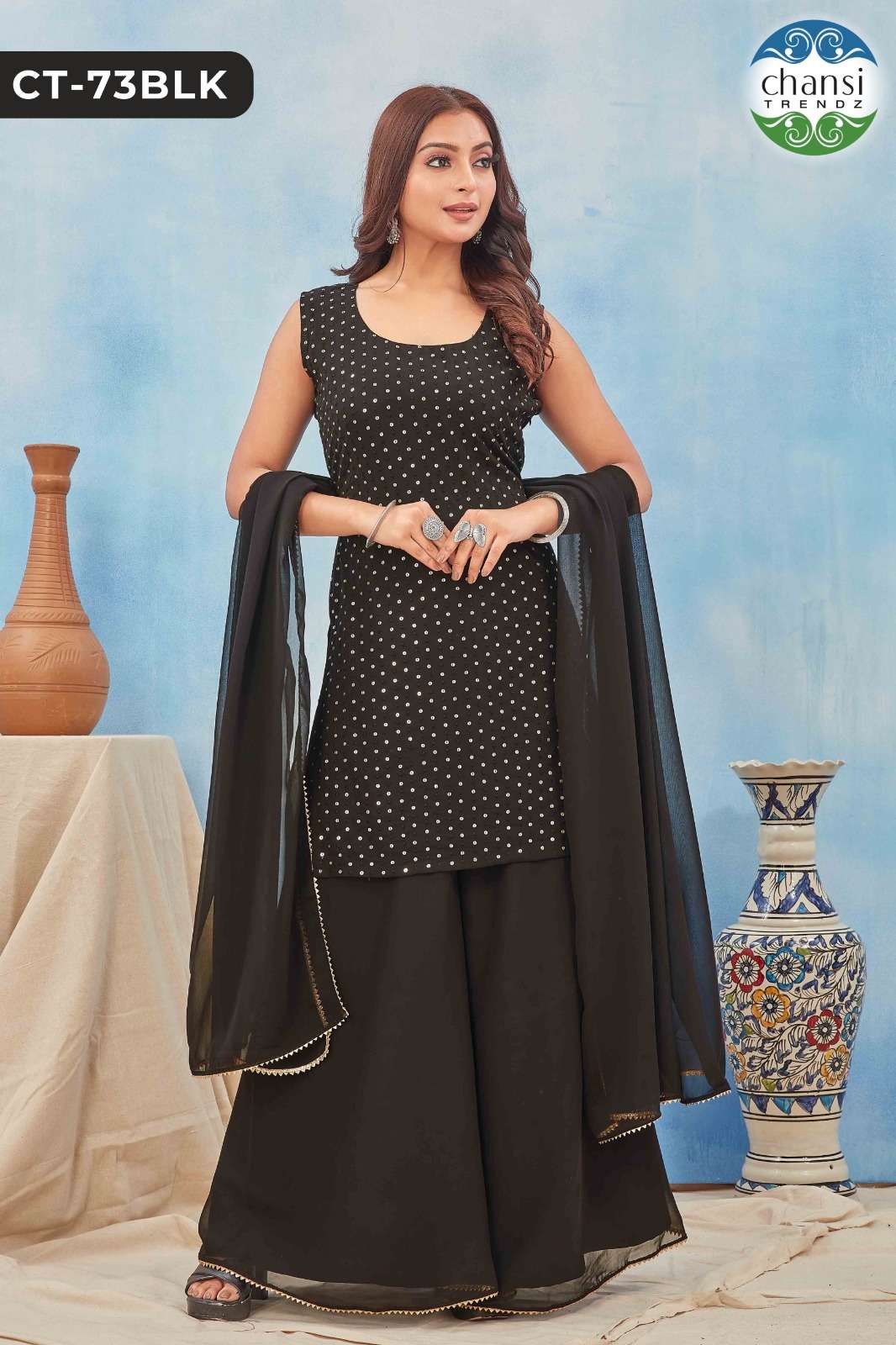 CHANSI TRENDZ DHAARANA NX GEORGETTE SHARARA STITCHED DRESSES-00303