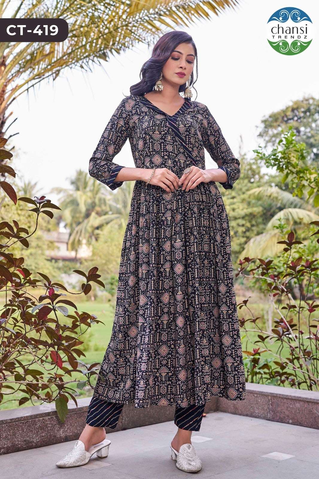 CHANSI TRENDZ LAKSHMIPUSHP RAYON PRINTED ANARKALI KURTIS-00303