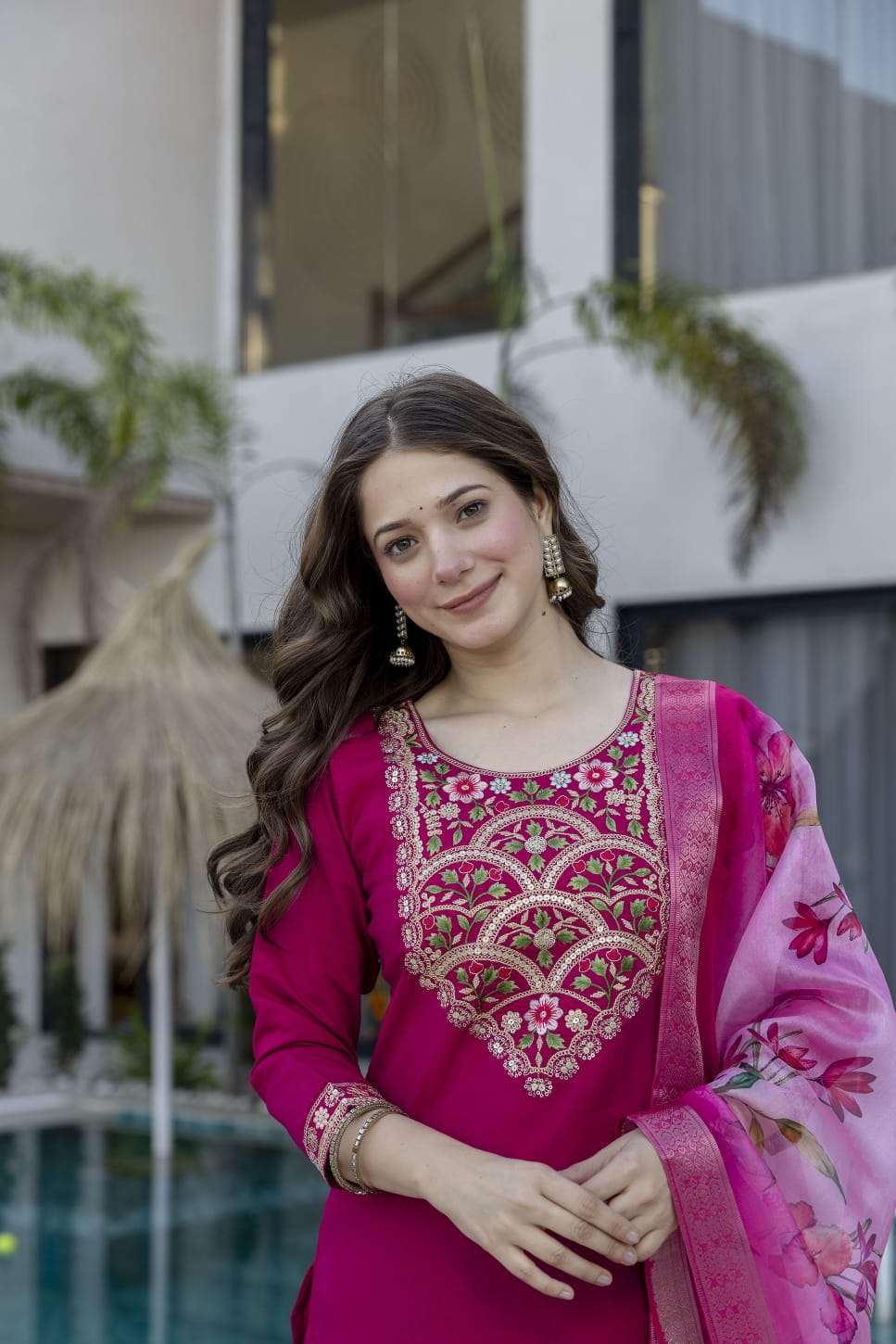 CHARMI 2 BY ASLIWHOLESALE VISCOSE CHANDERI EMBROIDERY DRESSES-00264