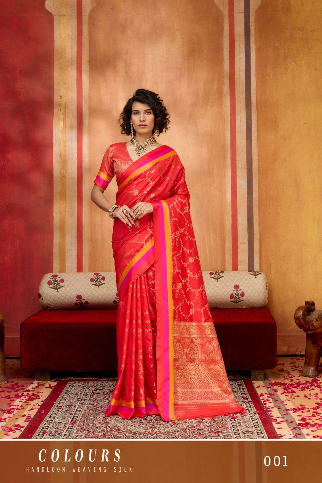 COLOURS BY ASLIWHOLESALE 001 TO 005 SERIES SATIN PRINTED SAREES - 00178