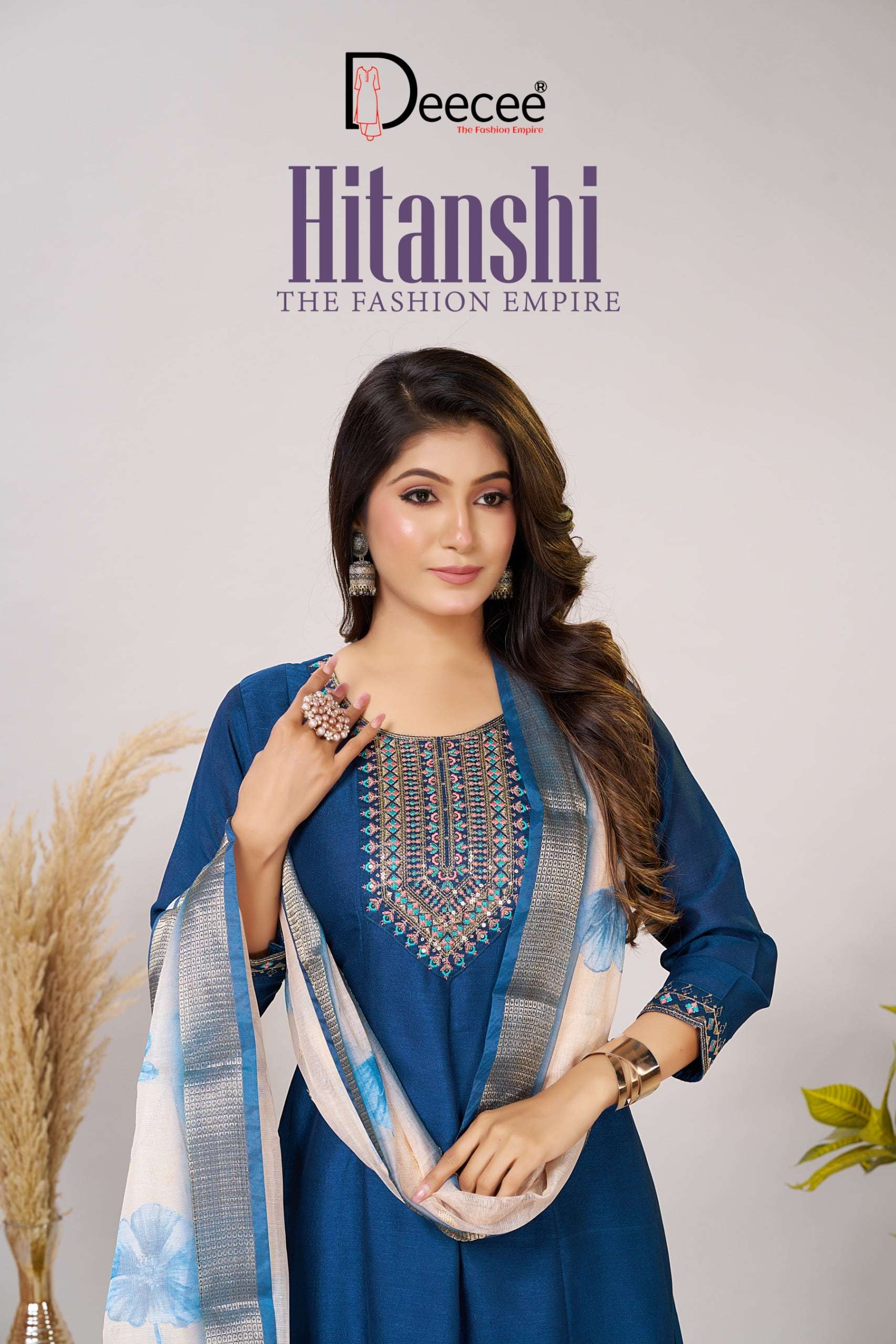 DEE CEE HITANSHI 101 TO 106 SERIES VICHITRA SILK EMBROIDERY DRESSES-00014
