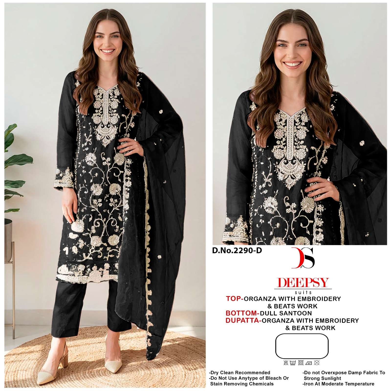 DEEPSY SUIT D-2290 A TO D SERIES PURE ORGANZA EMBROIDERY PAKISTANI DRESSES-00201