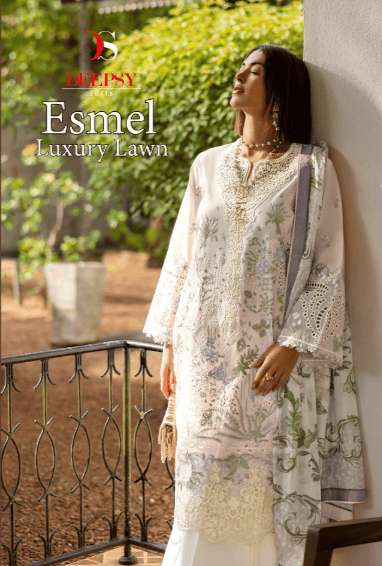 DEEPSY SUIT ESMEL LUXURY LAWN 1661 TO 1664 SERIES PURE COTTON EMBROIDERY PAKISTANI DRESSES-00201