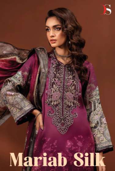 DEEPSY SUIT MARIAB SILK VOL-01 7091 TO 7094 SERIES PURE SATIN SILK EMBROIDERY DRESSES-00201