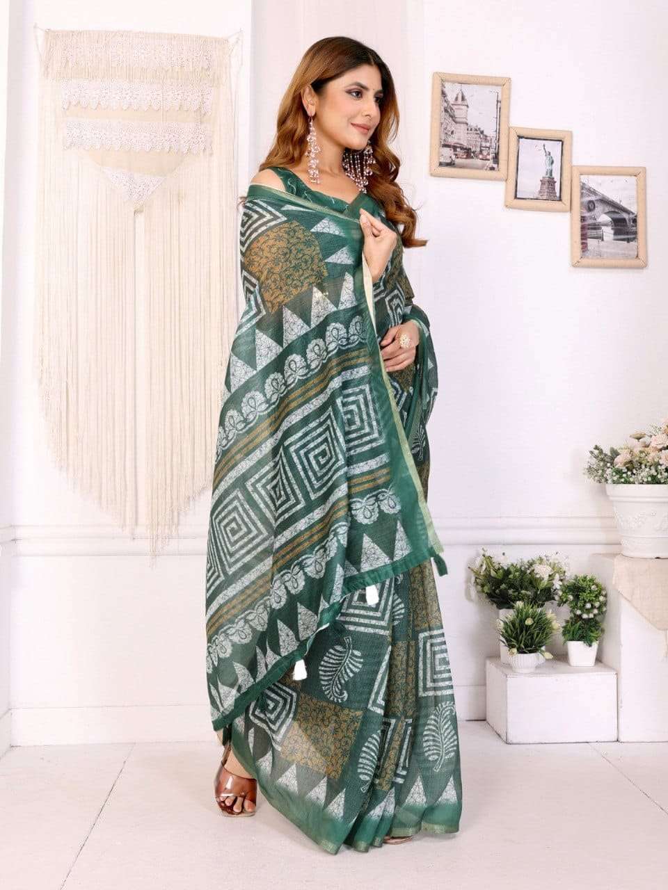 DEVYANI VOL-136 BY ASLIWHOLESALE LINEN COTTON PRINTED SAREES - 00259