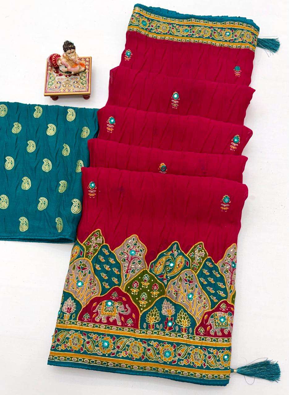 DEVYANI VOL-137 BY ASLIWHOLESALE GEORGETTE SILK CRUSH SAREES - 00259