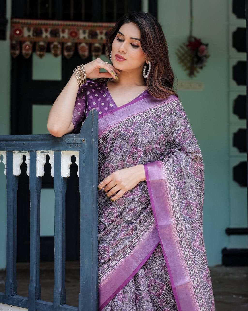 DEVYANI VOL-139 BY ASLIWHOLESALE LINEN COTTON FLORAL PRINTED SAREES-00259
