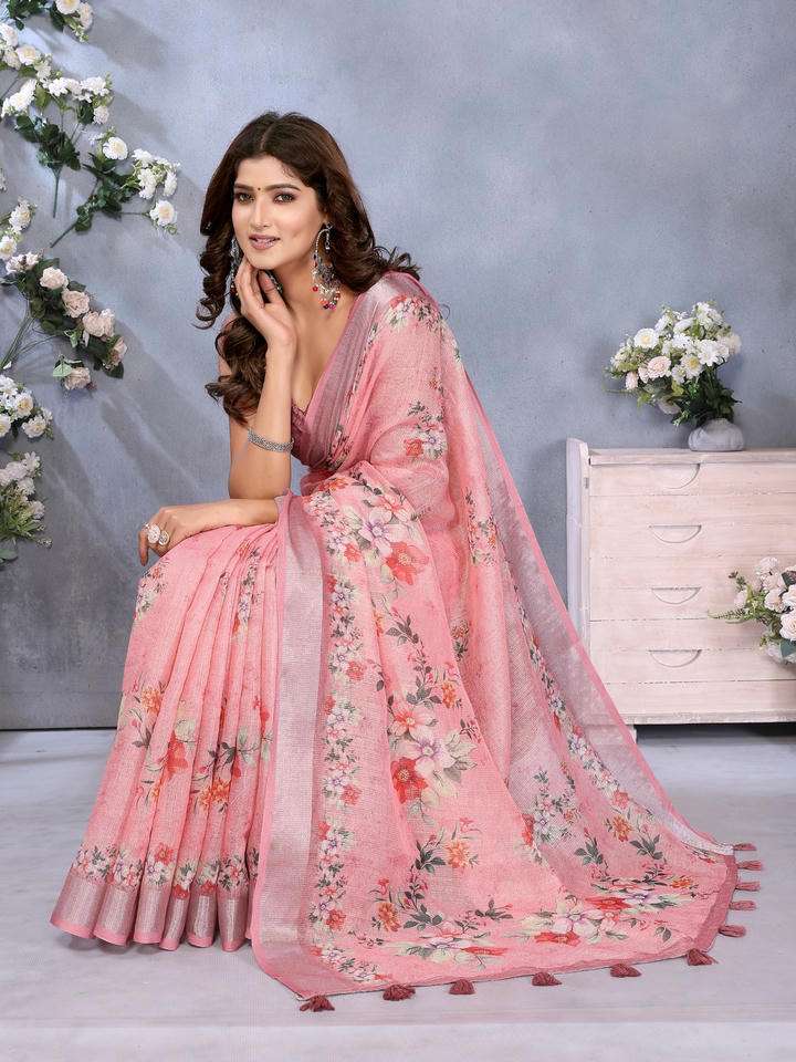 DEVYANI VOL-150 BY ASLIWHOLESALE LINEN COTTON PRINTED SAREES - 00259