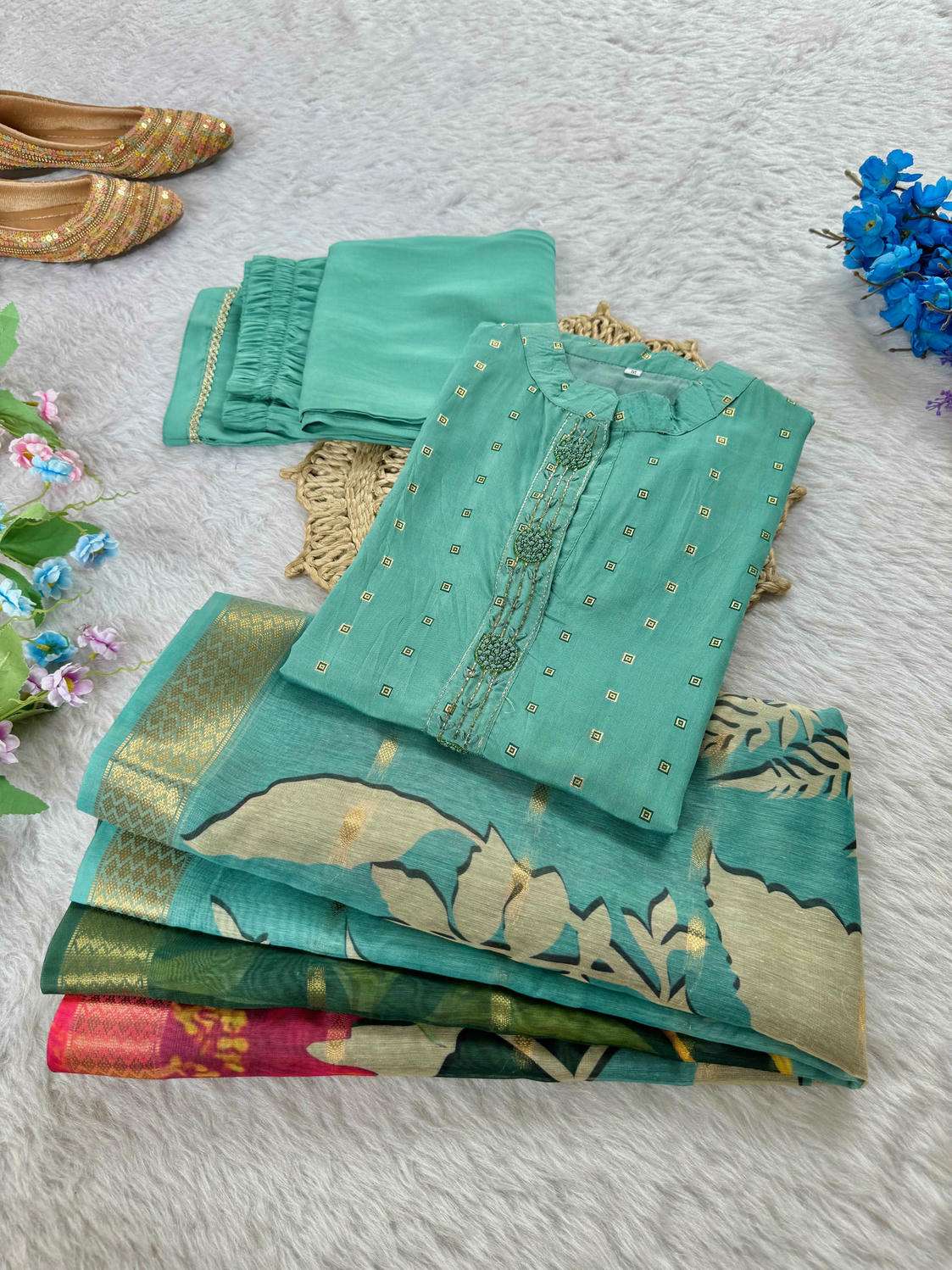 DN-486 BY ASLIWHOLESALE JACQUARD COTTON STITCHED DRESSES - 00232