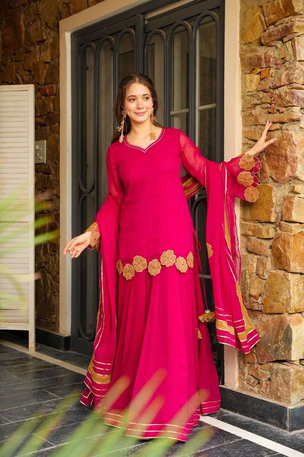 DN- 562 BY ASLIWHOLESALE FAUX GEORGETTE SHARARA SUITS - 00232