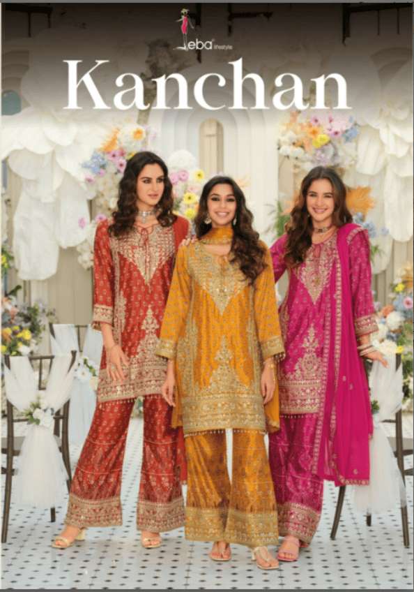 EBA LIFESTYLE KANCHAN 2380 TO 2382 SERIES CHINON EMBROIDERY STITCHED SUITS-00289