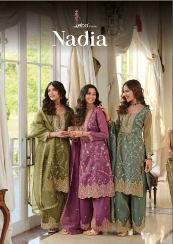 EBA LIFESTYLE NADIA 2401 TO 2403 SERIES SIMMER EMBROIDERY STITCHED PAKISTANI SUITS-00289