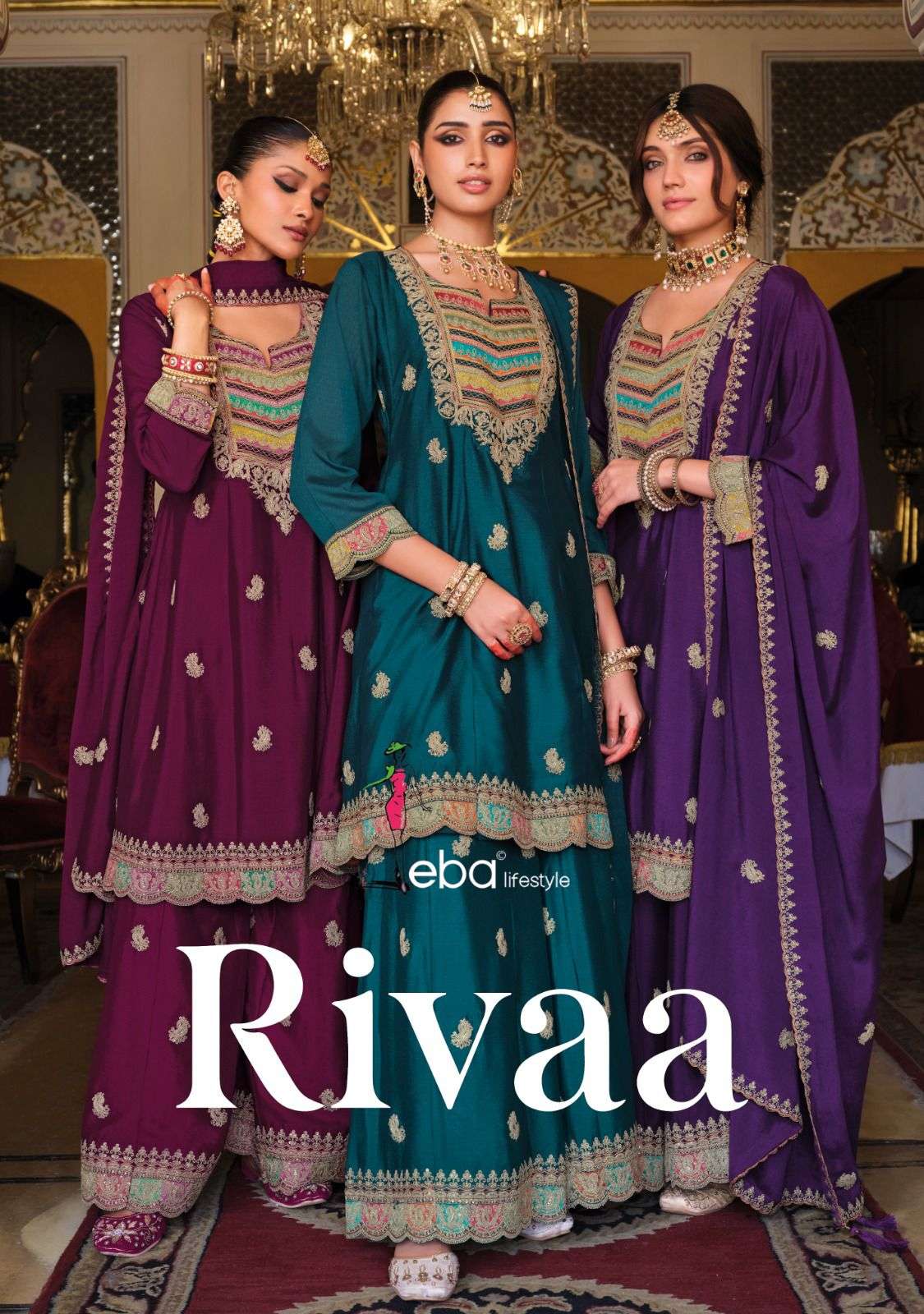 EBA LIFESTYLE RIVAA 1938 TO 1940 SERIES CHINON EMBROIDERY SHARARA SUITS SET-00289