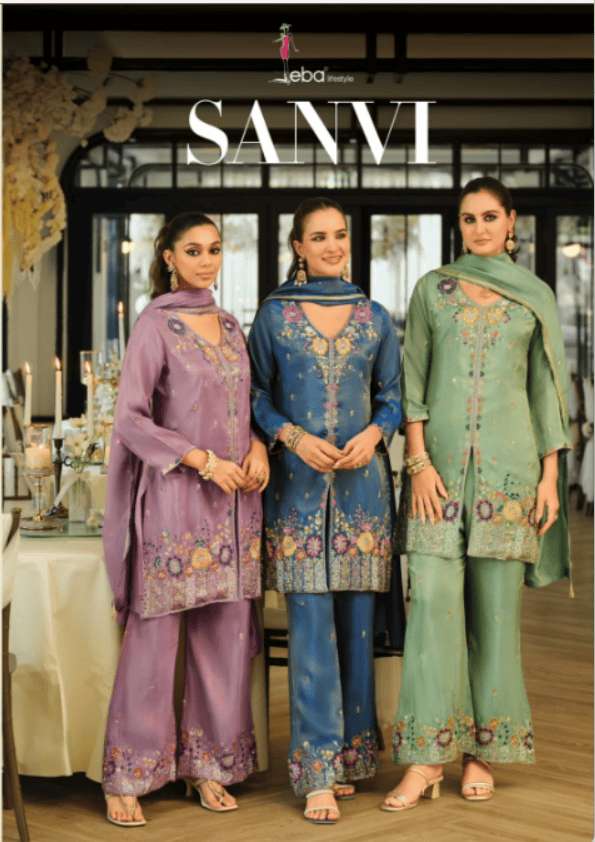 EBA LIFESTYLE SANVI 2355 TO 2357 SERIES SIMMER EMBROIDERY STITCHED SUITS-00289