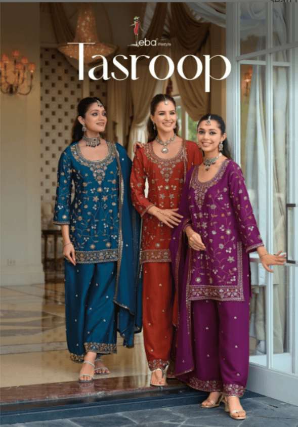 EBA LIFESTYLE TASROOP 2319 TO 2321 SERIES CHINON EMBROIDERY STITCHED PAKISTANI SUITS-00289