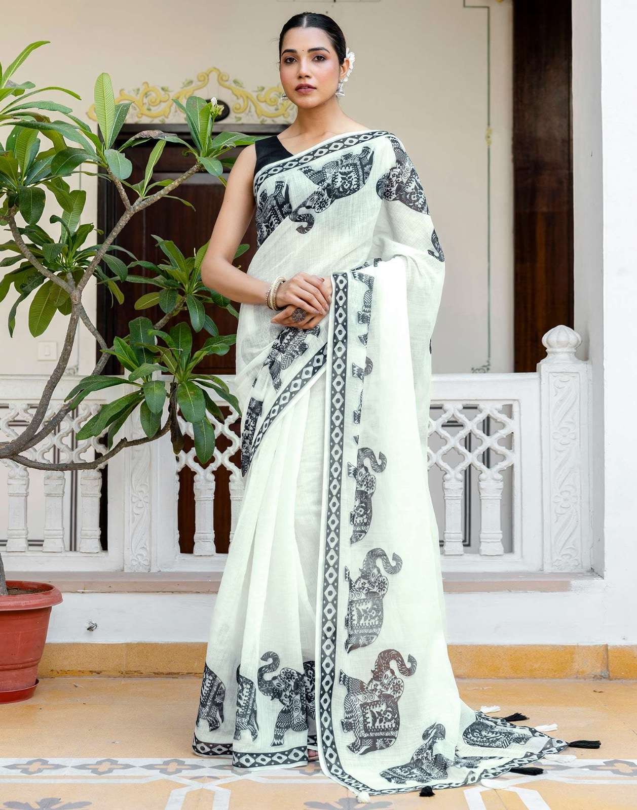 ELEGANT VOL-3 BY ASLIWHOLESALE LINEN COTTON PRINTED SAREES-00249