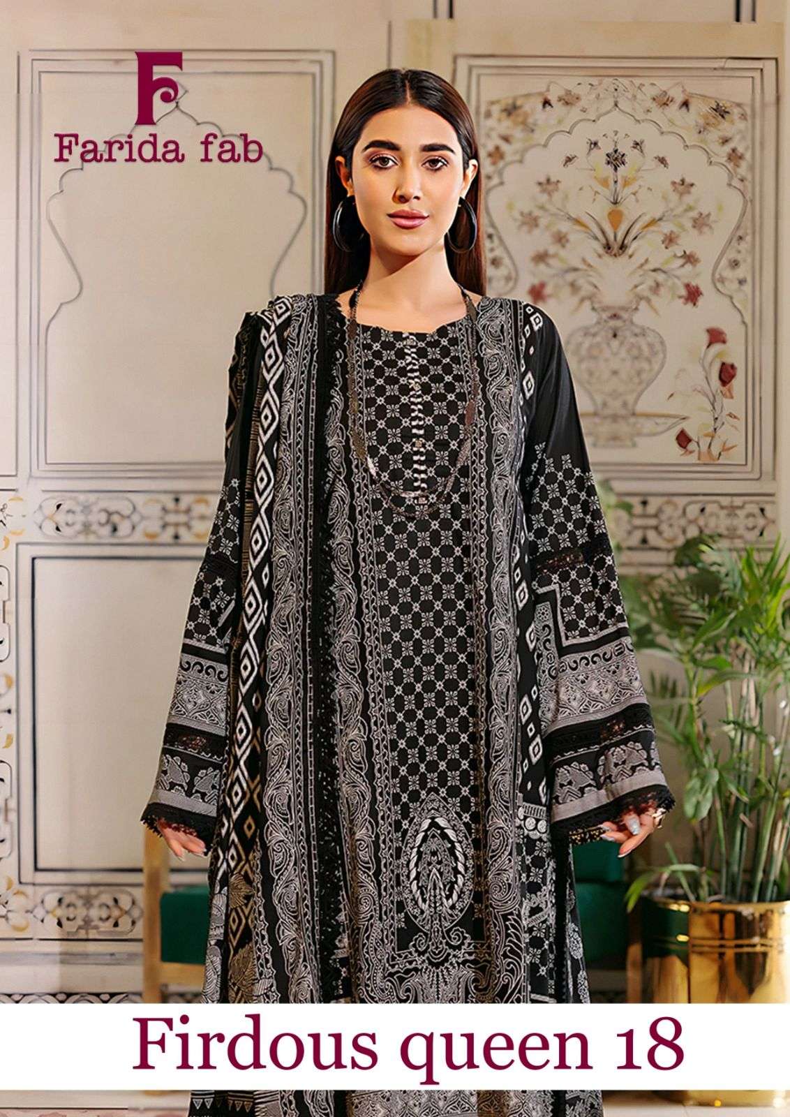FARIDA FAB FIRDOUS QUEEN VOL-18 1801 TO 1806 SERIES PURE COTTON PRINTED PAKISTANI DRESSES-00062