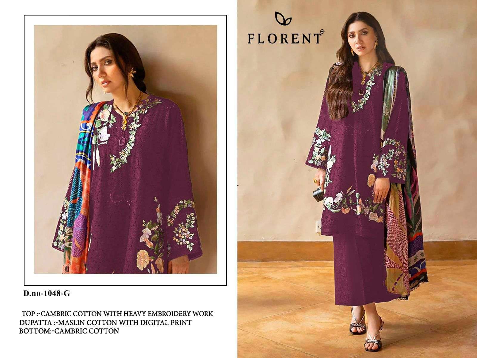 FLORENT 1048 G TO I SERIES CAMBRIC COTTON PRINTED PAKISTANI SUITS-00062