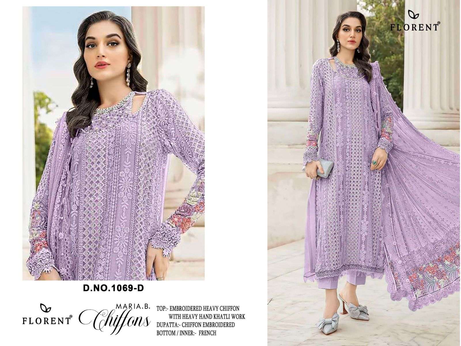 FLORENT 1069 A TO D SERIES PURE CHIFFON EMBROIDERY PAKISTANI DRESSES-00062