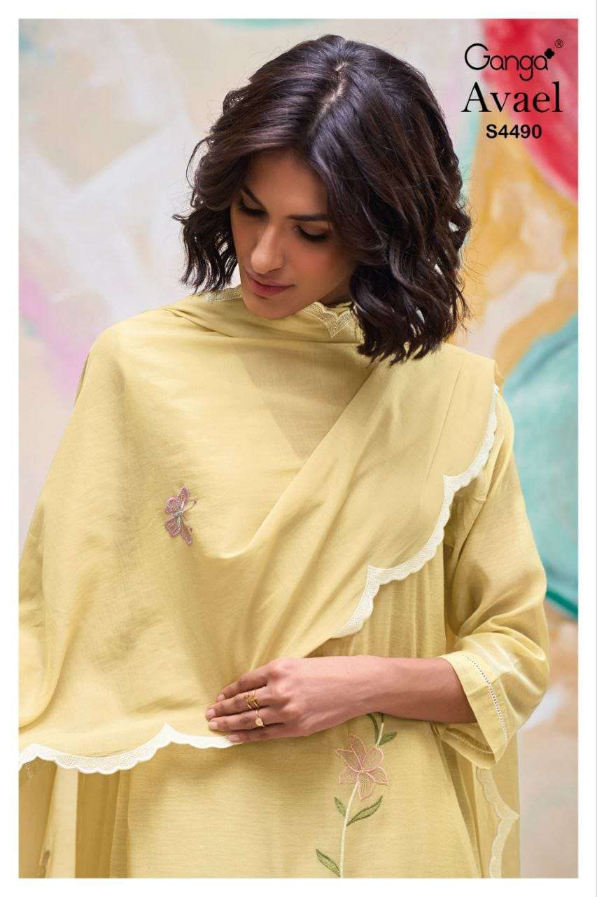 GANGA FASHION AVAEL S-4490 SERIES BANARASI MAL PRINTED PREMIUM DRESSES-00252