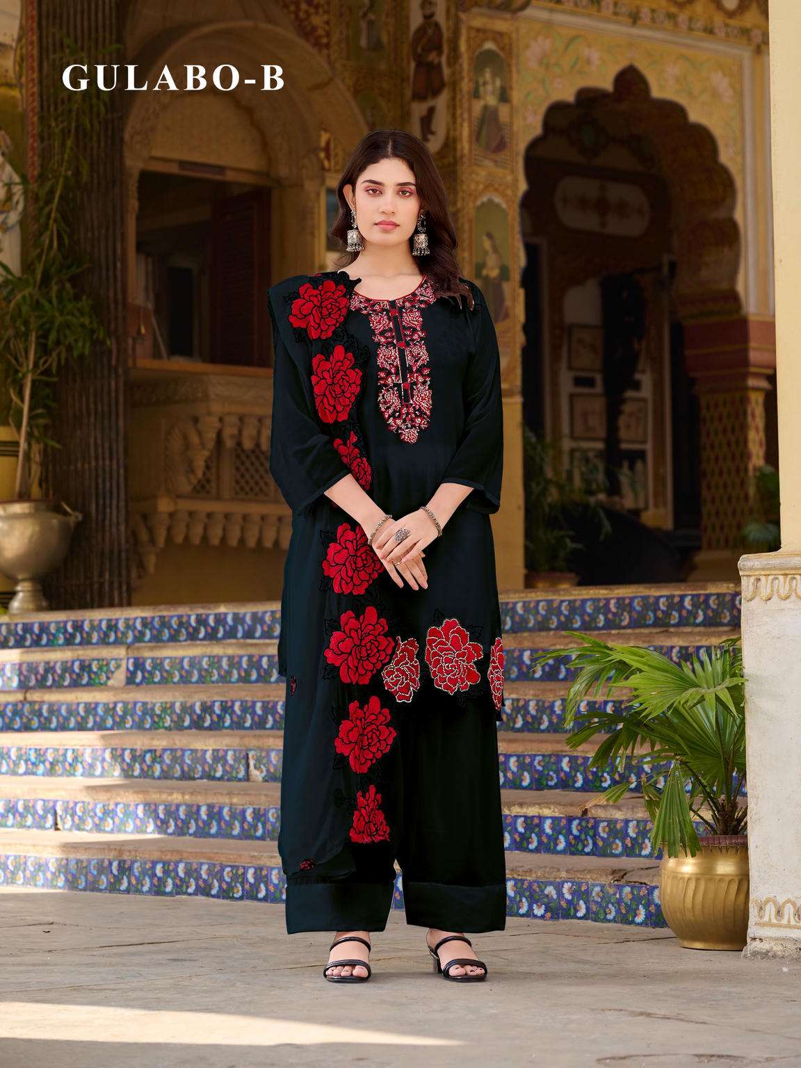 GULABO BY ASLIWHOLESALE GEORGETTE DRESS MATERIAL WITH EMBROIDERY SUITS - 00318
