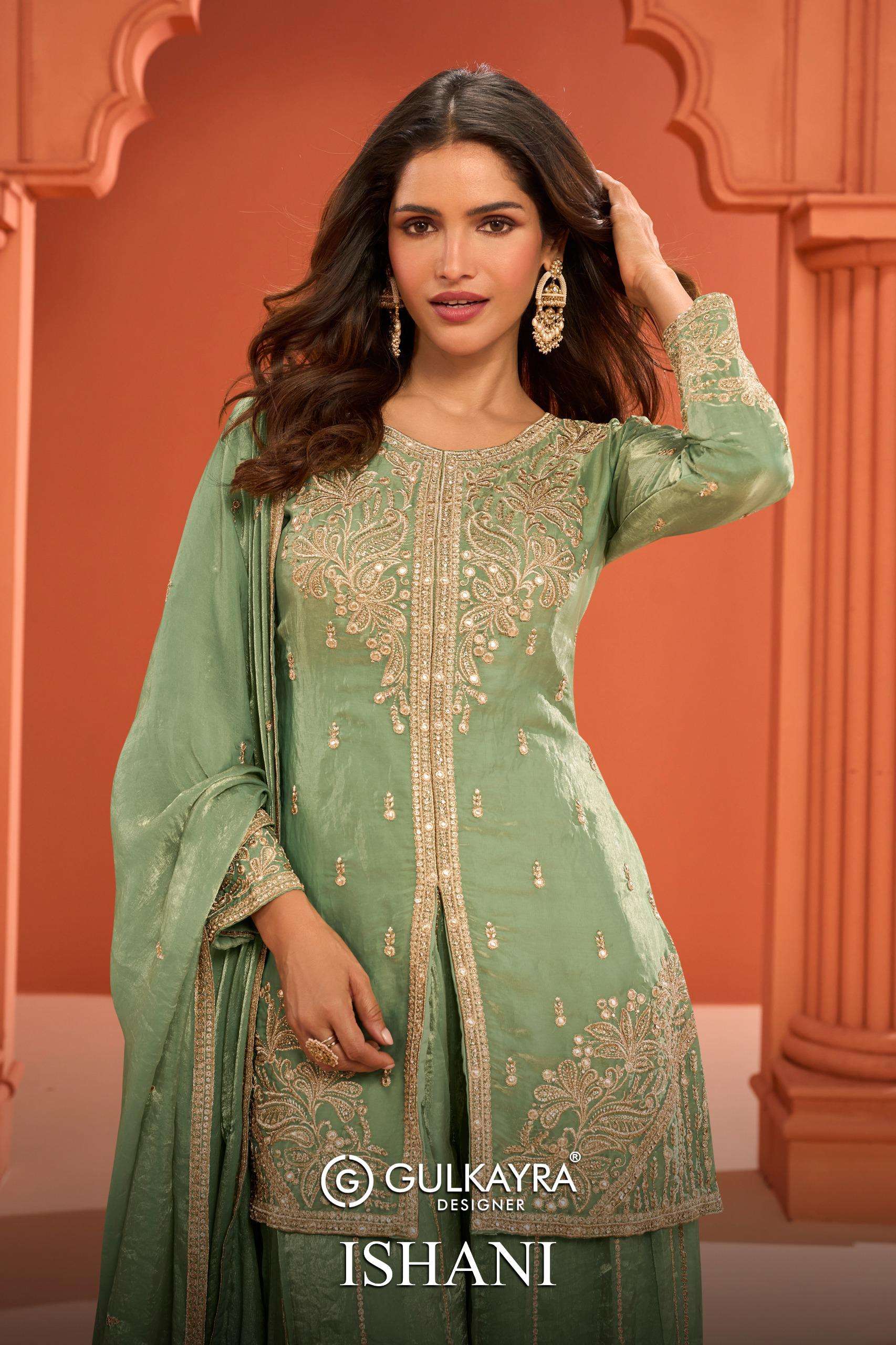 GULKAYRA ISHANI 7678-A TO 7678-D SERIES SILK EMBROIDERY DRESSES-00028