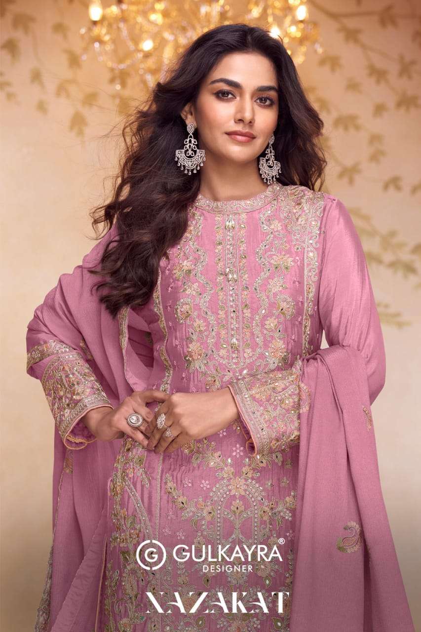 GULKAYRA NAZAKAT 7667-A TO 7667-C SERIES CHINON EMBROIDERY DRESSES-00150