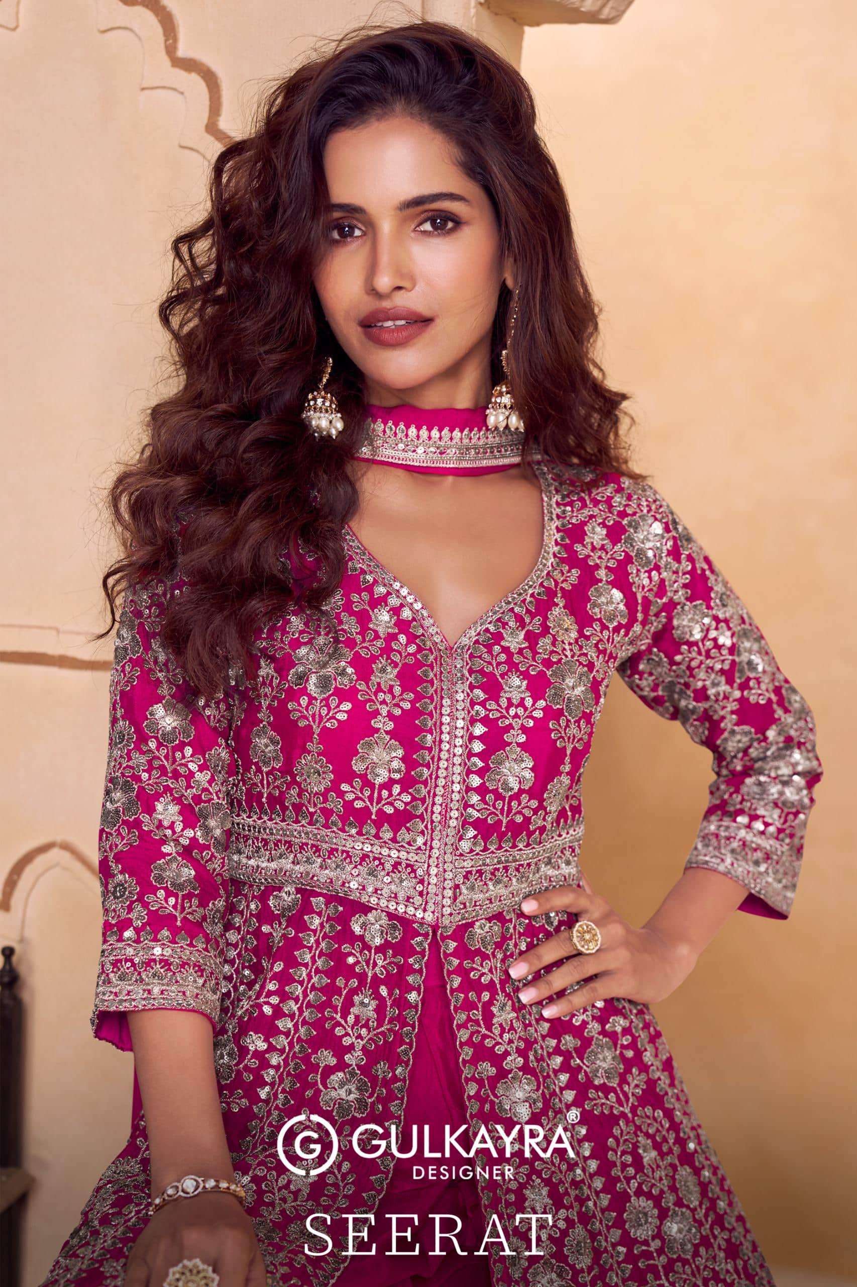 GULKAYRA SEERAT 7666-A TO 7666-C SERIES PURE CHINON EMBROIDERY DRESSES-00028
