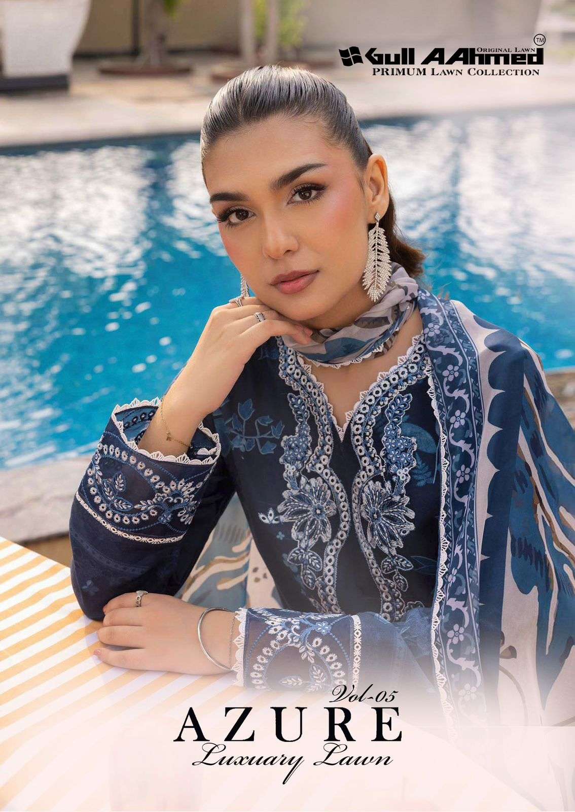 GULLAAHMED AZURE VOL-05 5001 TO 5006 SERIES PURE CAMBRIC PRINTED DRESSES-00201