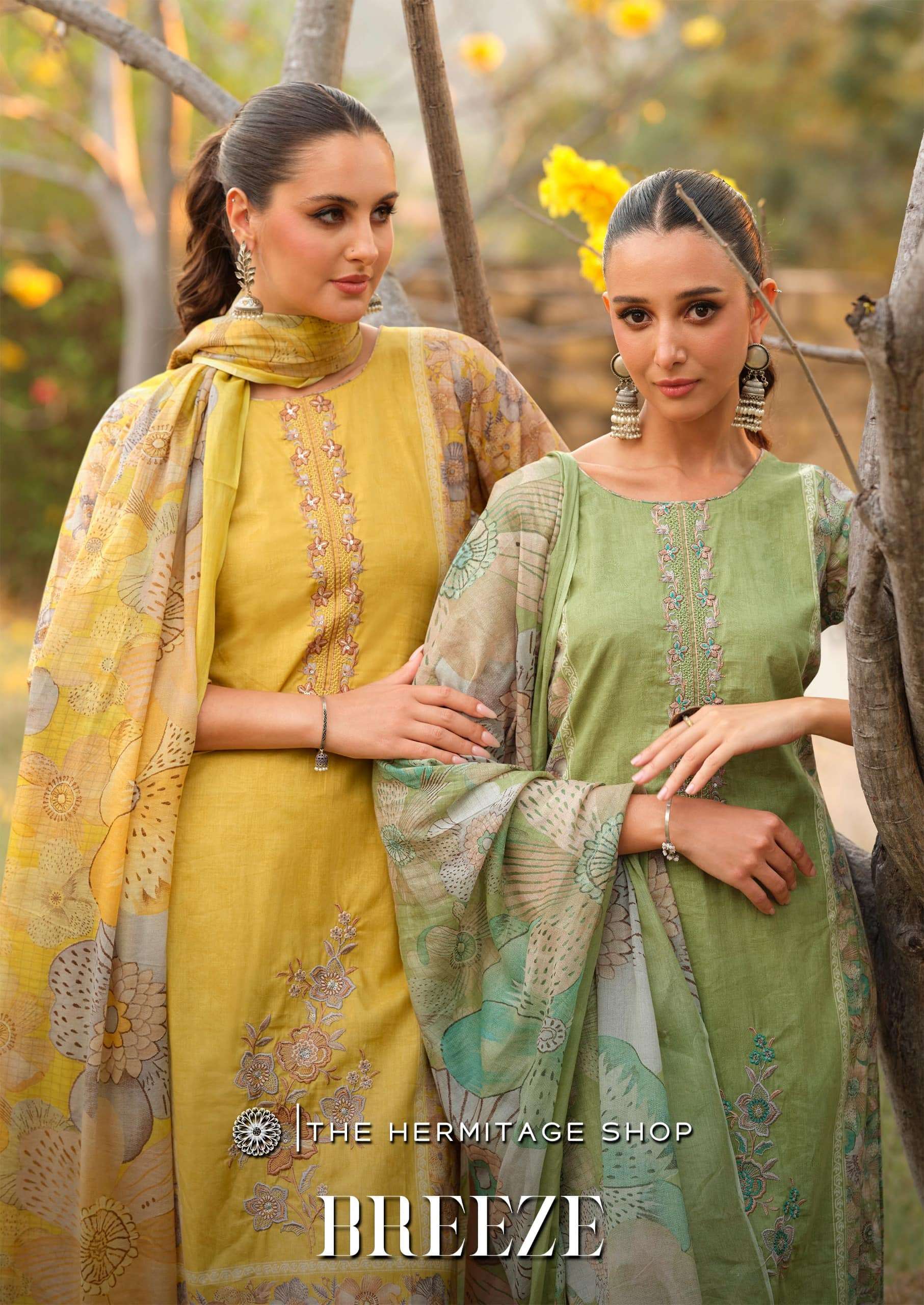 HERMITAGE BREEZEE 1001 TO 1004 SERIES PURE LAWN EMBROIDERY PAKISTANI DRESSES-00011