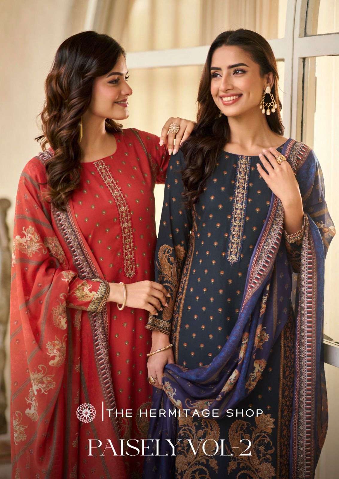 HERMITAGE PAISELY VOL-02  01 TO 06 SERIES PURE LAWN EMBROIDERY PAKISTANI DRESSES-00062