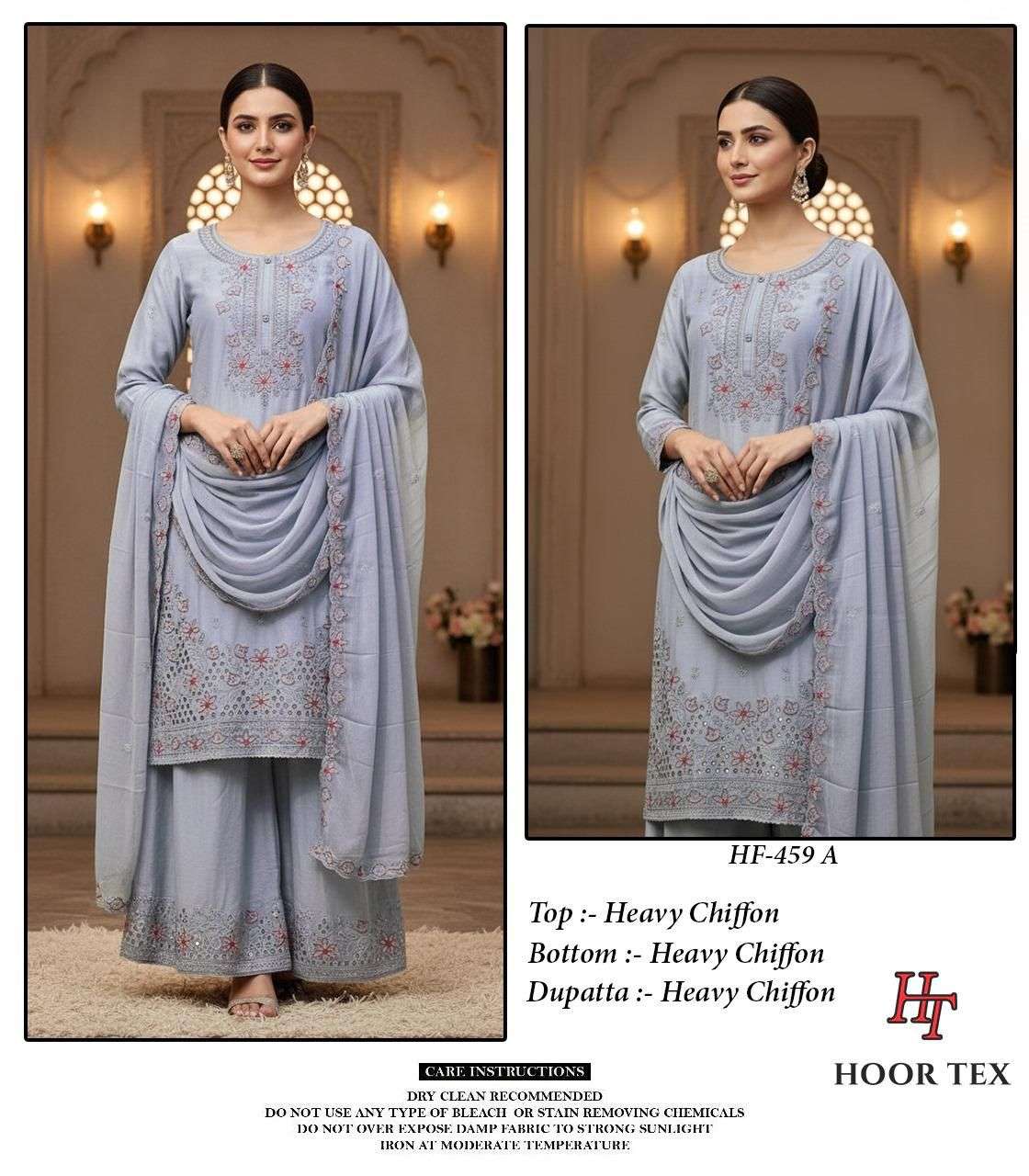 HOOR TEX HF-459  A TO D SERIES PURE CHIFFON PAKISTANI DRESSES-00020