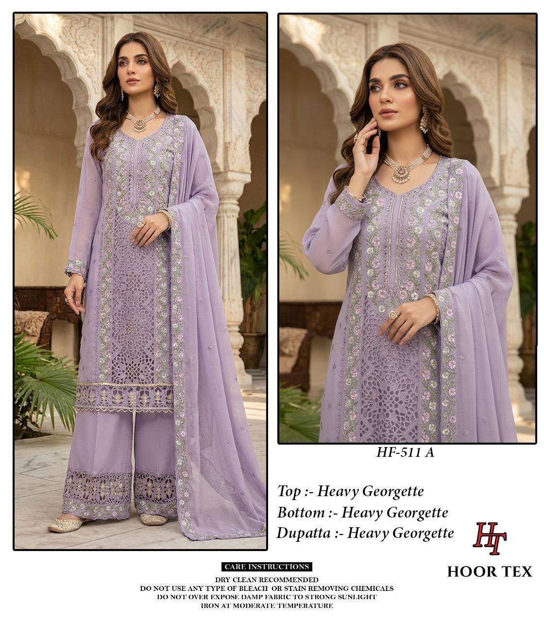 HOOR TEX HF-511 A TO D SERIES PURE GEORGETTE EMBROIDERY PAKISTANI DRESSES-00201