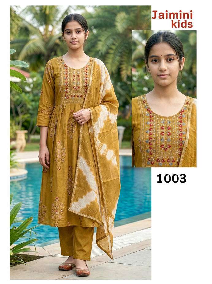 JAIMINI KIDS VOL-1 BY ASLIWHOLESALE VERTICAN SILK EMBROIDERY KIDS DRESSES-00320