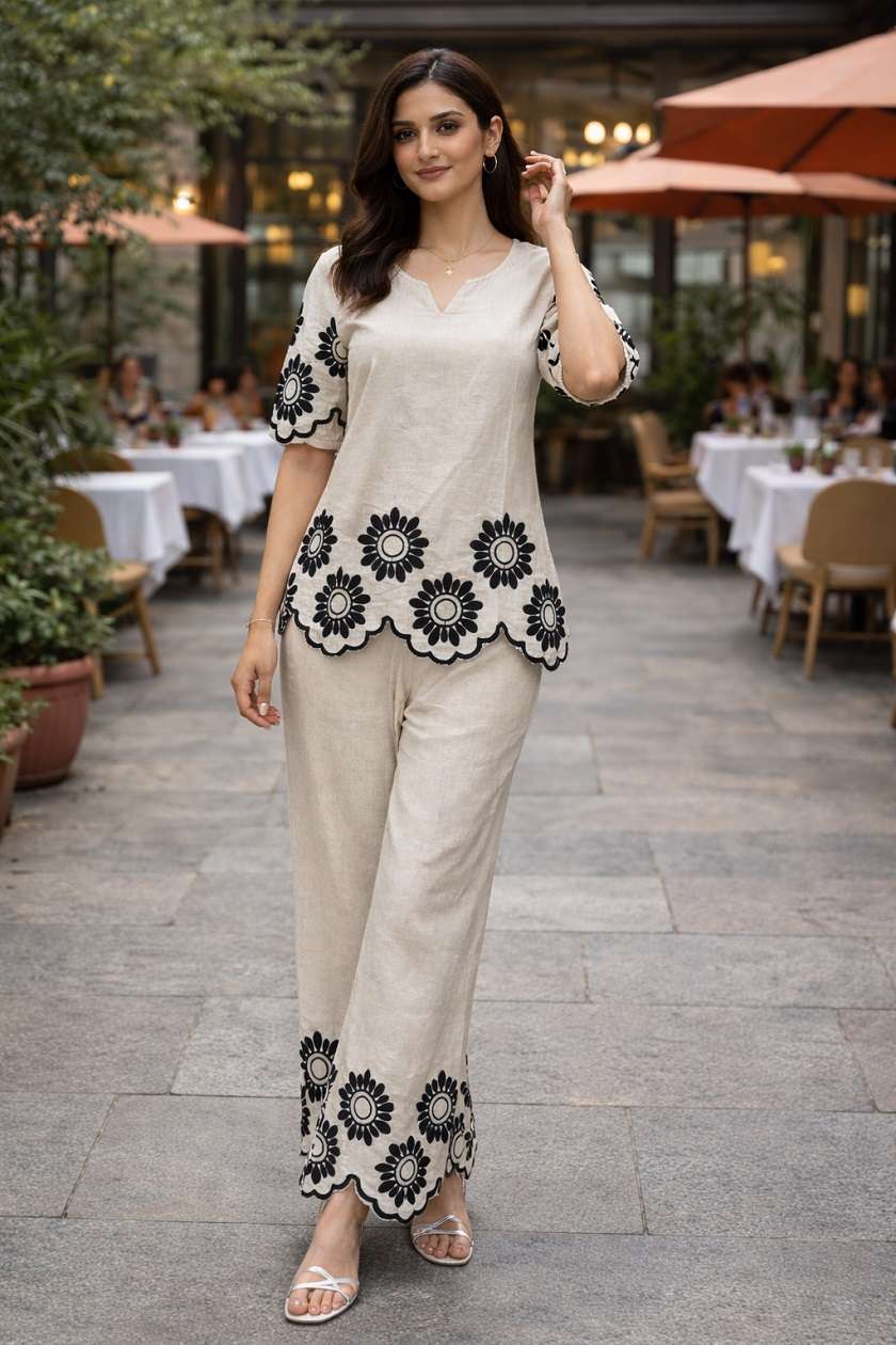 JANKI VOL-1 BY ASLIWHOLESALE COTTON EMBROIDERY CO-ORD SET - 00321