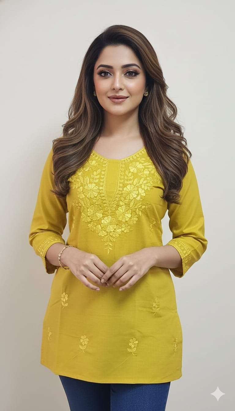 JANKI VOL-2 BY ASLIWHOLESALE COTTON CHIKANKARI STYLE PRINTED KURTIS-00321