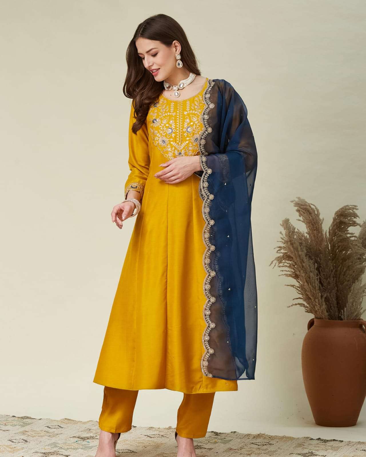 JENSI VOL-2 BY ASLIWHOLESALE VICHITRA SILK EMBROIDERY STITCHED DRESSES-00264