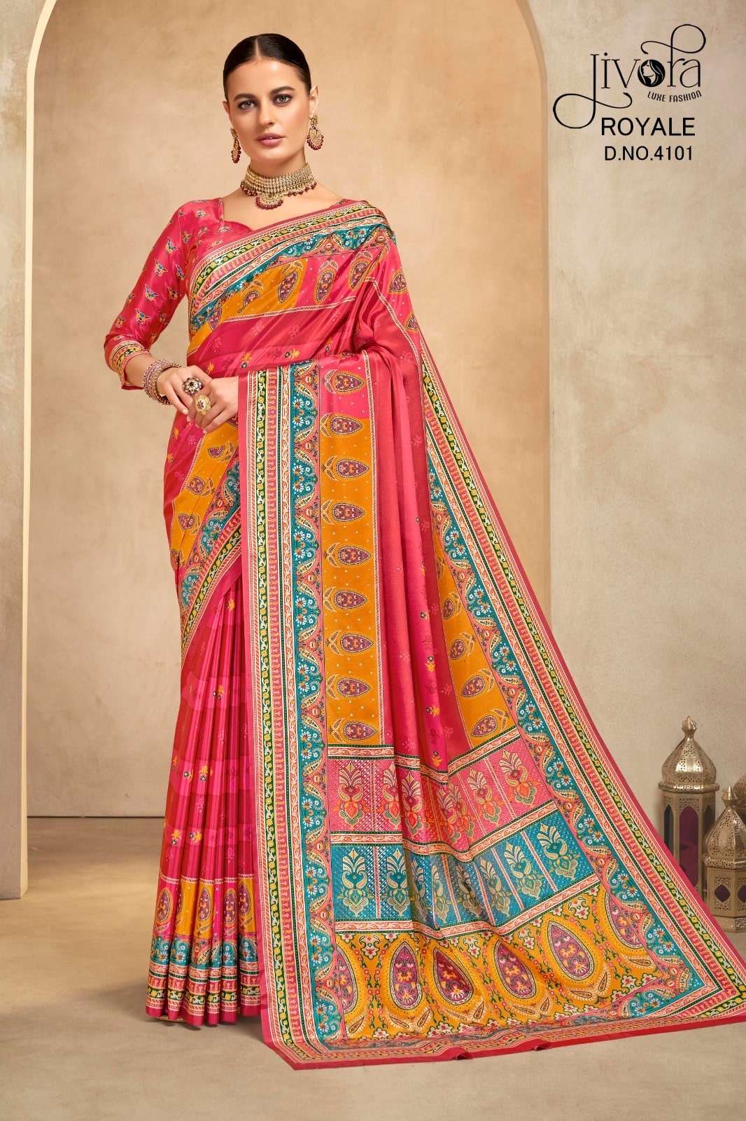 JIVORA ROYAL 4101 TO 4110 SERIES PURE CREPE PRINTED SAREES-00137