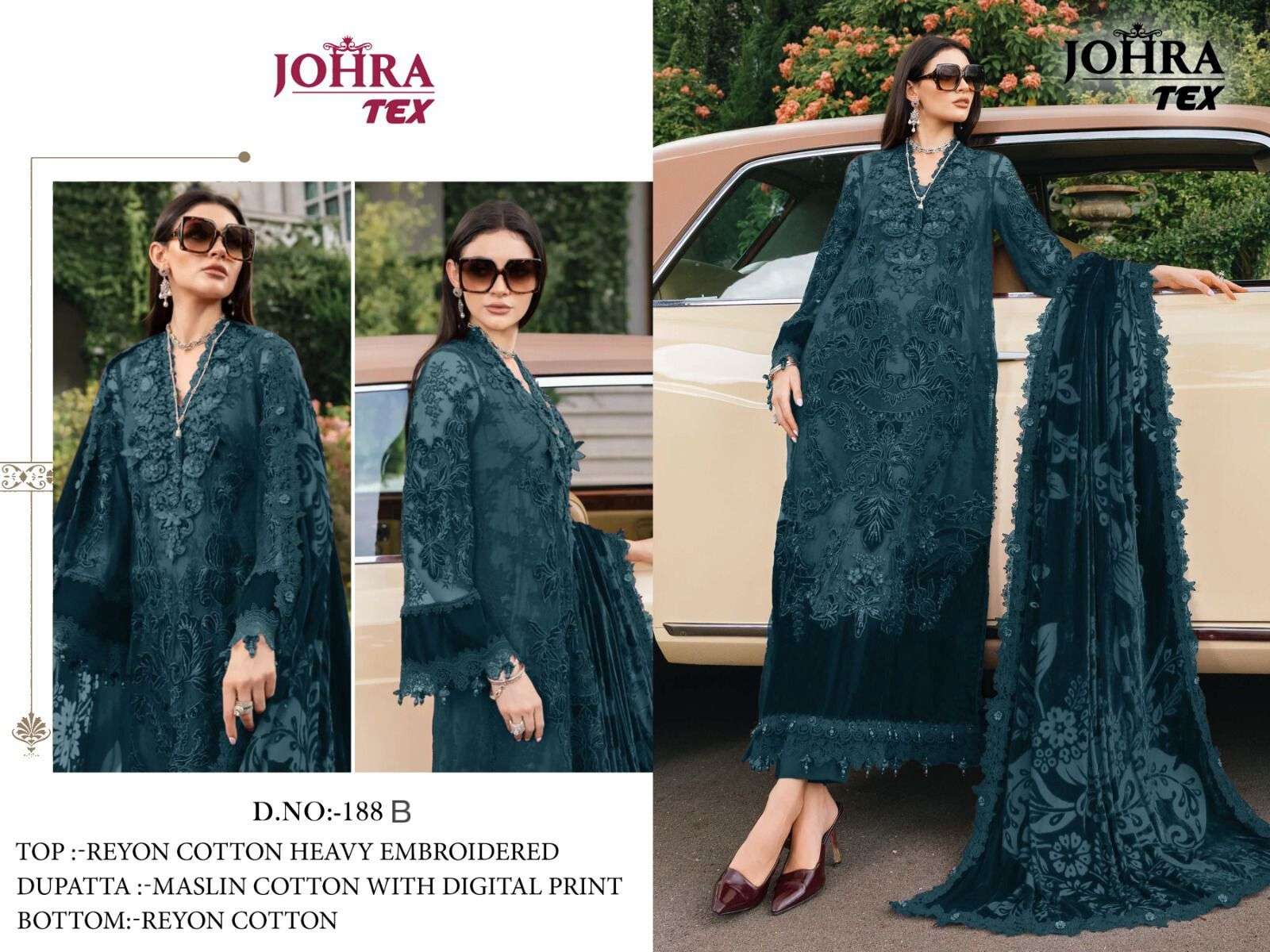 JOHRA TEX JT-187 PURE RAYON COTTON EMBROIDERY PAKISTANI DRESS-00071