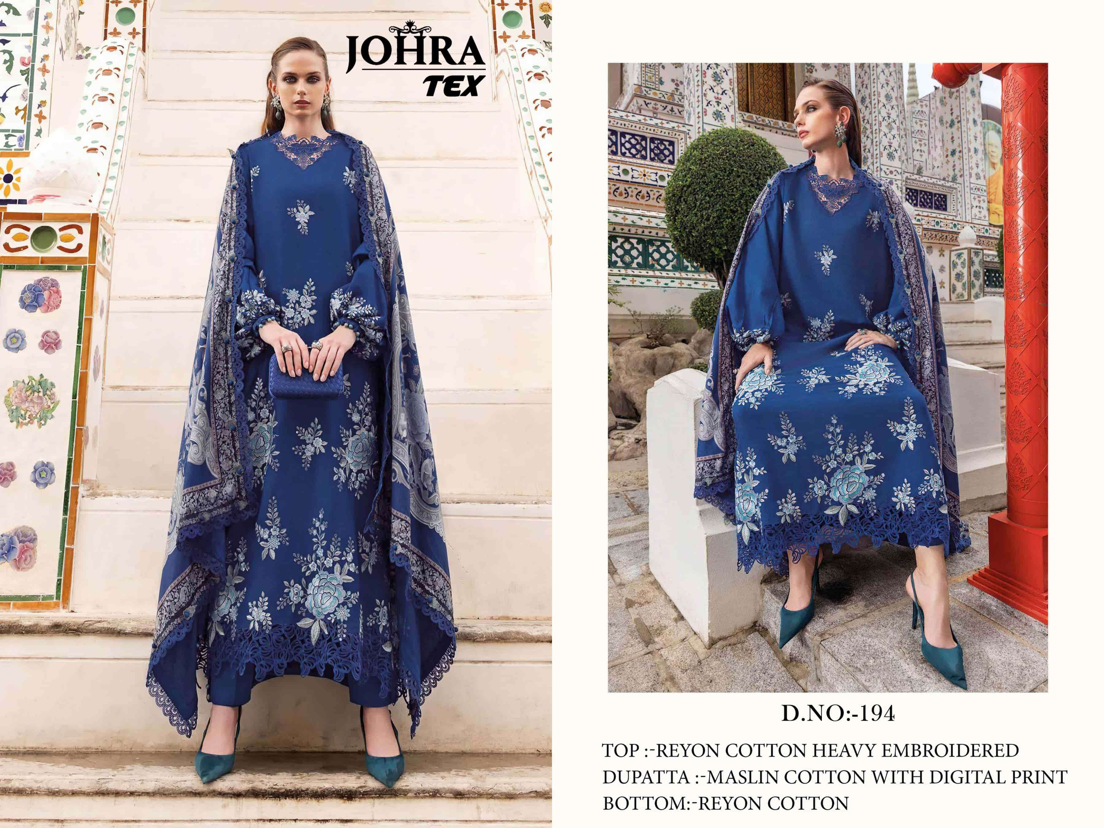 JOHRA TEX JT-194 PURE RAYON COTTON EMBROIDERY PAKISTANI DRESS-00071