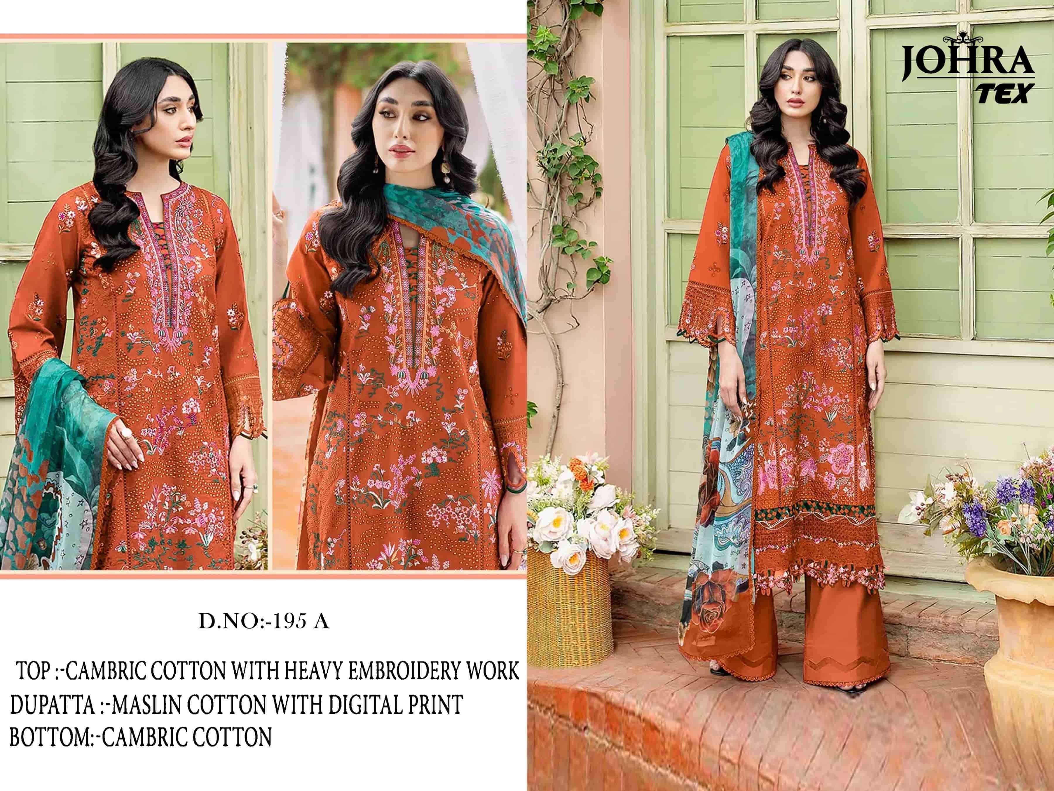 JOHRA TEX JT-195 A TO B SERIES PURE CAMBRIC COTTON EMBROIDERY PAKISTANI DRESS-00062