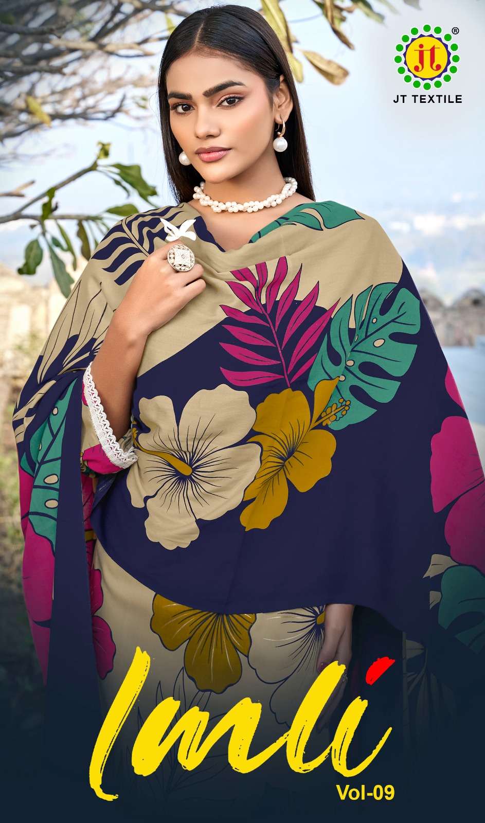 JT TEXTILE IMLI VOL-09 9001 TO 9005 SERIES RAYON PRINTED DRESSES-00201