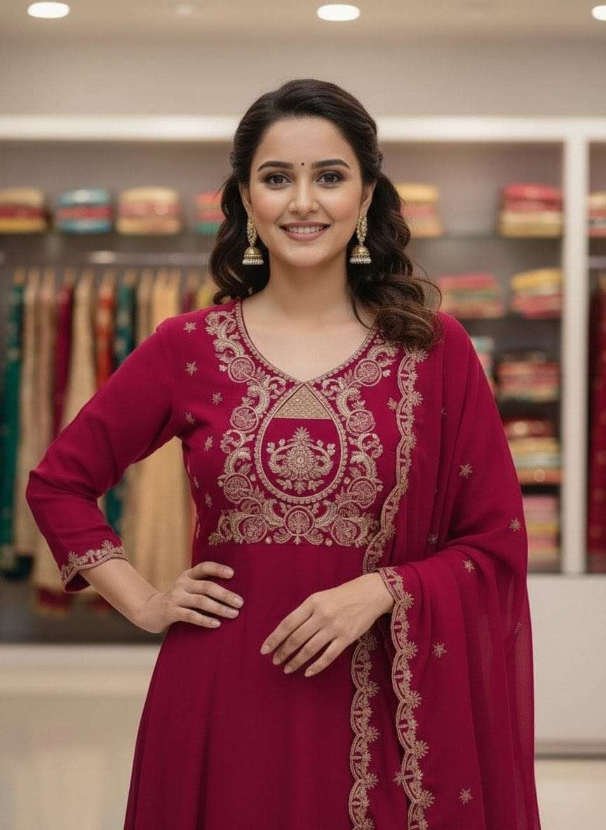 JYOTI BY ASLIWHOLESALE VICHITRA SILK EMBROIDERY STITCHED DRESSES - 00264