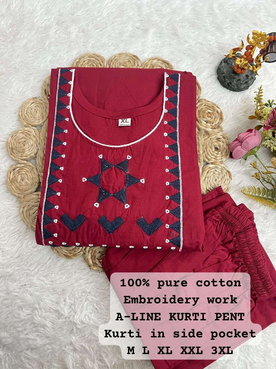 JYOTI VOL-446 BY ASLIWHOLESALE LINEN COTTON EMBROIDERY STITCHED KURTIS - 00233