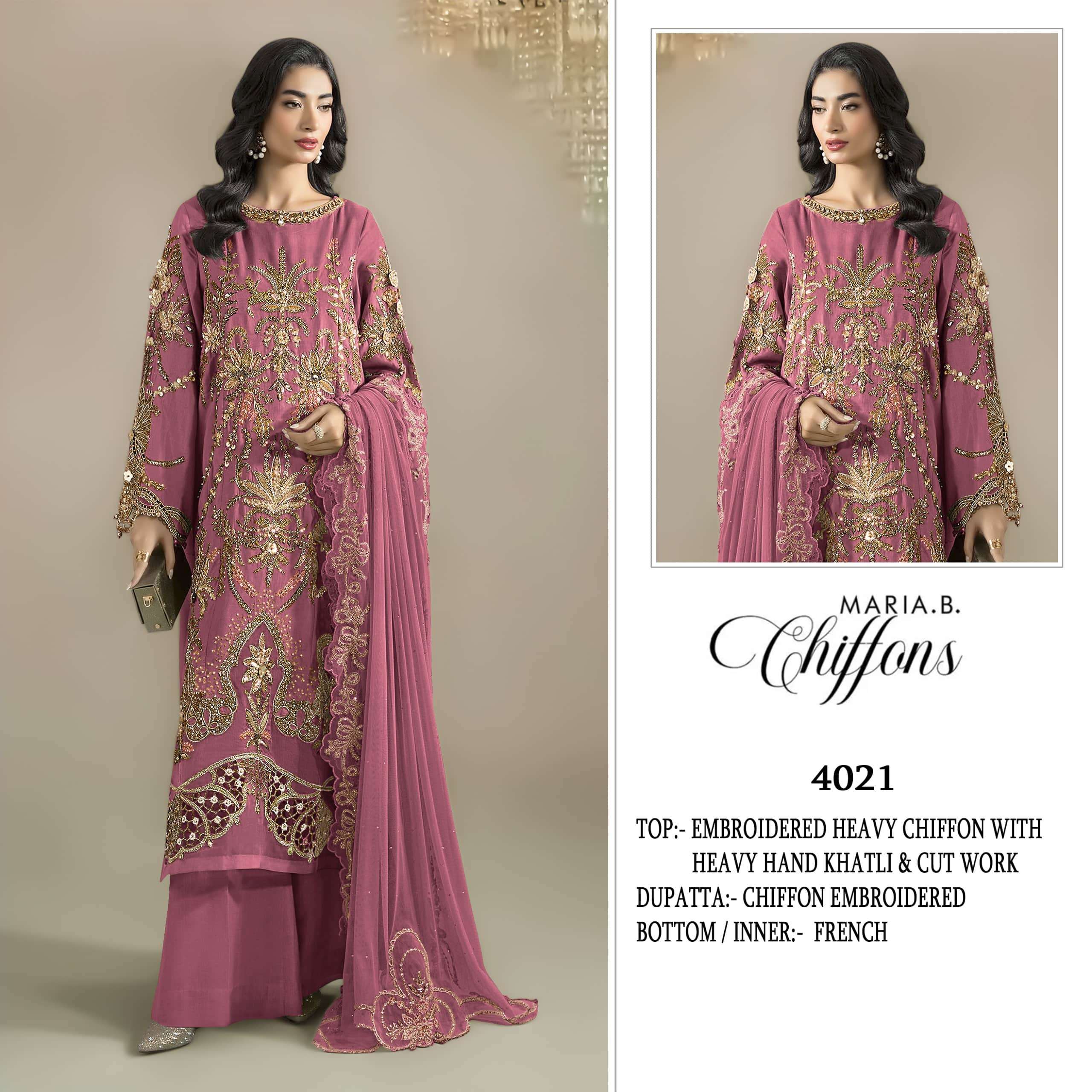 K-4021 COLOUR BY ASLIWHOLESALE DESIGNER  PURE CHIFFON EMBROIDERY PAKISTANI DRESSES-00201